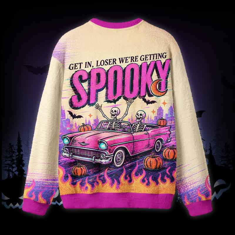 Soulisfree Getting Spooky Sweatshirt Fuzzy Crewneck Sweater