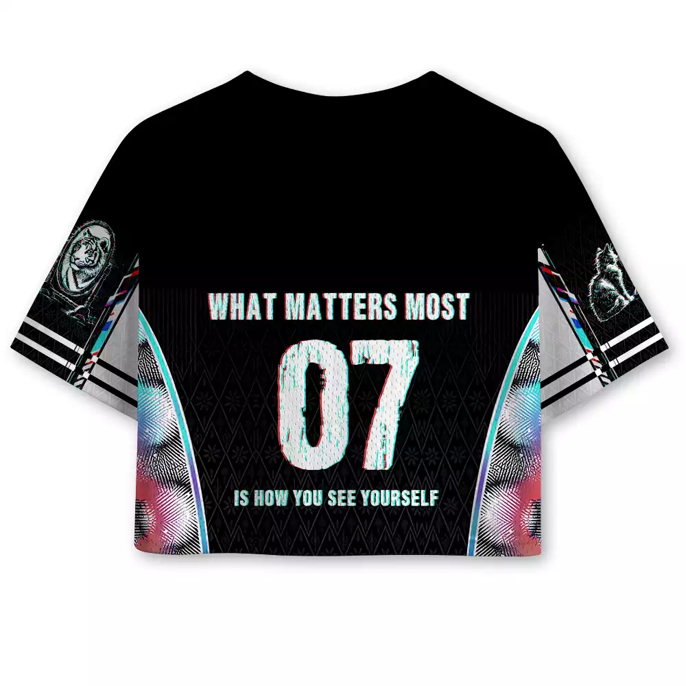 Soulisfree WHAT MATTERS MOST IS HOW YOU SEE YOURSELF Cropped Mesh Jersey