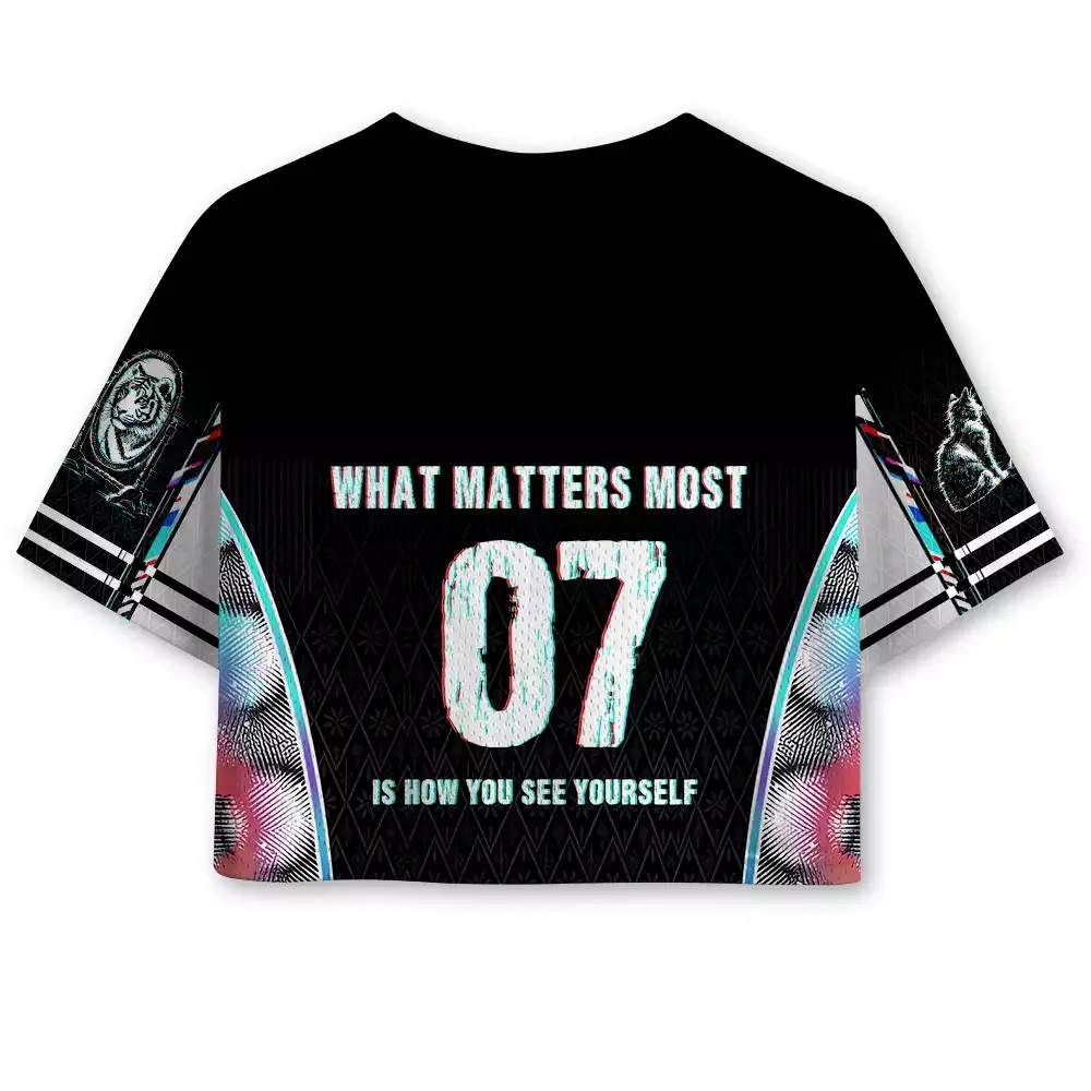 Soulisfree WHAT MATTERS MOST IS HOW YOU SEE YOURSELF Cropped Mesh Jersey