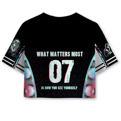 Soulisfree WHAT MATTERS MOST IS HOW YOU SEE YOURSELF Cropped Mesh Jersey