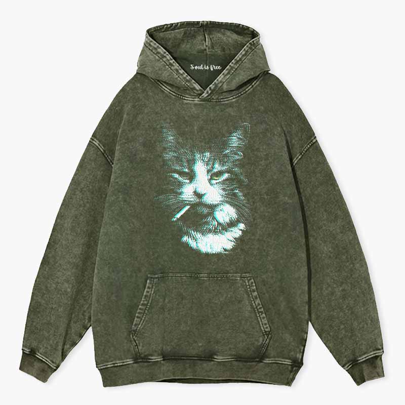 Soulisfree Nicotine Nine Lives  Washed Hoodie