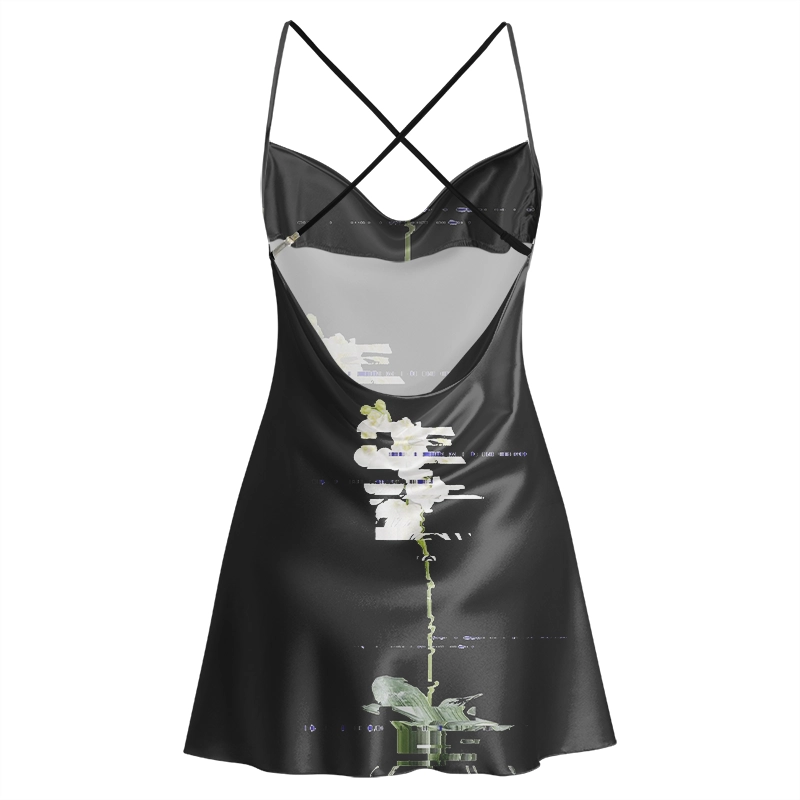 Soulisfree COSMIC BLOOM Cowl Neck Satin Mini Dress