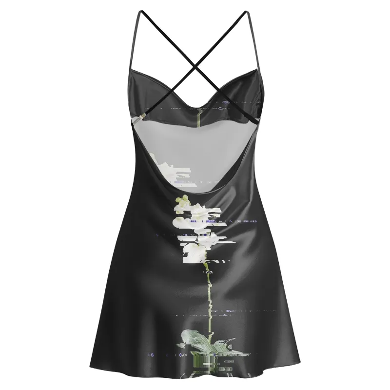 Soulisfree COSMIC BLOOM Cowl Neck Satin Mini Dress