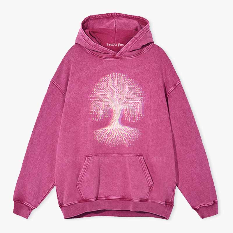 Soulisfree DIGITAL TREE OF LIFE Washed Hoodie