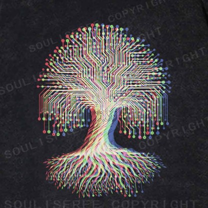 Soulisfree DIGITAL TREE OF LIFE Washed Hoodie