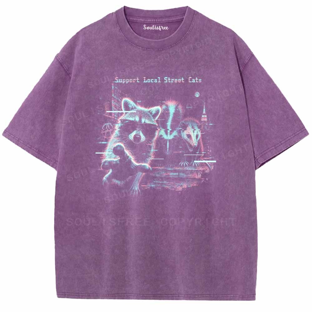 Soulisfree  Support Local Street Cats Washed Tee