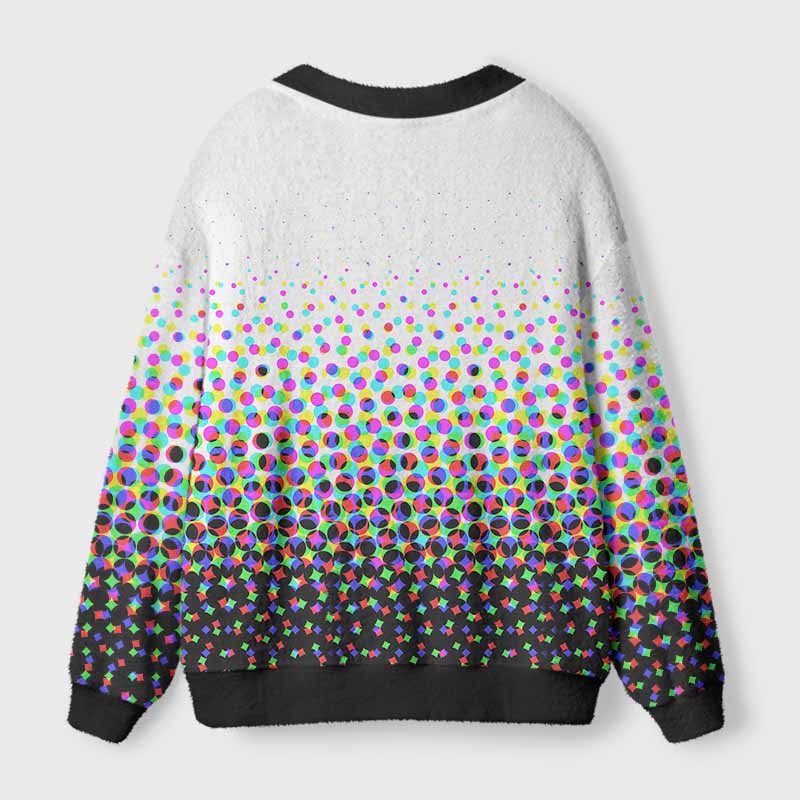 Soulisfree Pixel / Dot Matrix Fuzzy Cardigan Sweater 