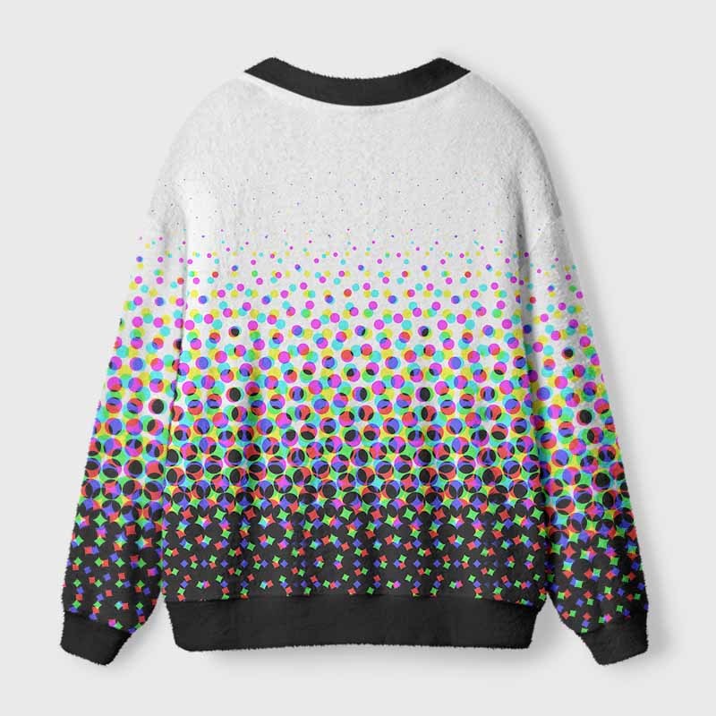 Soulisfree Pixel / Dot Matrix Fuzzy Cardigan Sweater 