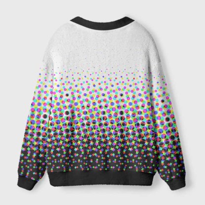 Soulisfree Pixel / Dot Matrix Fuzzy Cardigan Sweater 