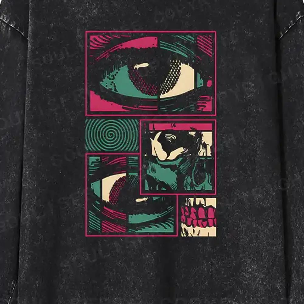 Facial Fragments Washed Long Sleeve Shirt