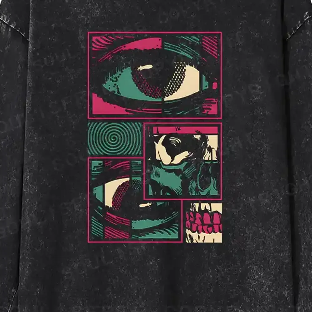 Facial Fragments Washed Long Sleeve Shirt