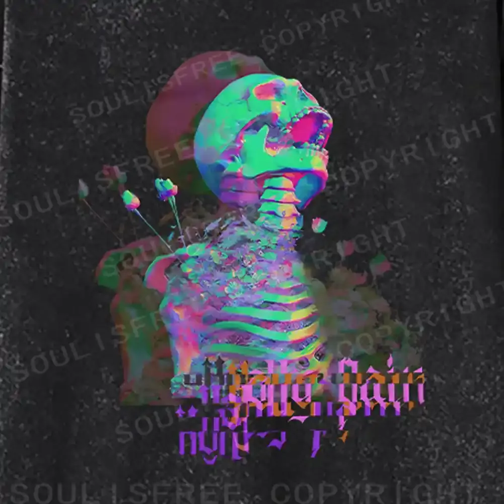 Skeleton Bloom Washed Long Sleeve Shirt