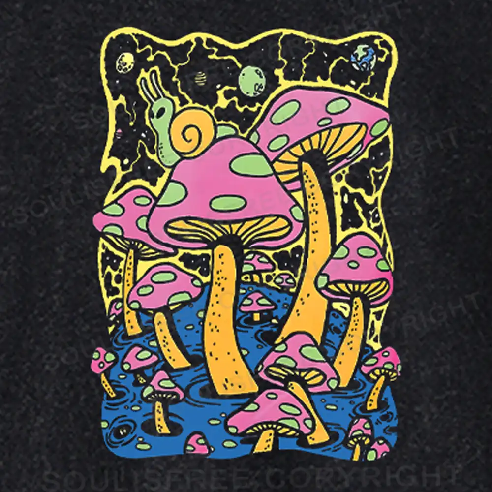 Mushroom World Washed Cropped Sweatshirt
