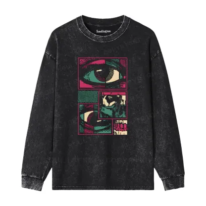 Facial Fragments Washed Long Sleeve Shirt