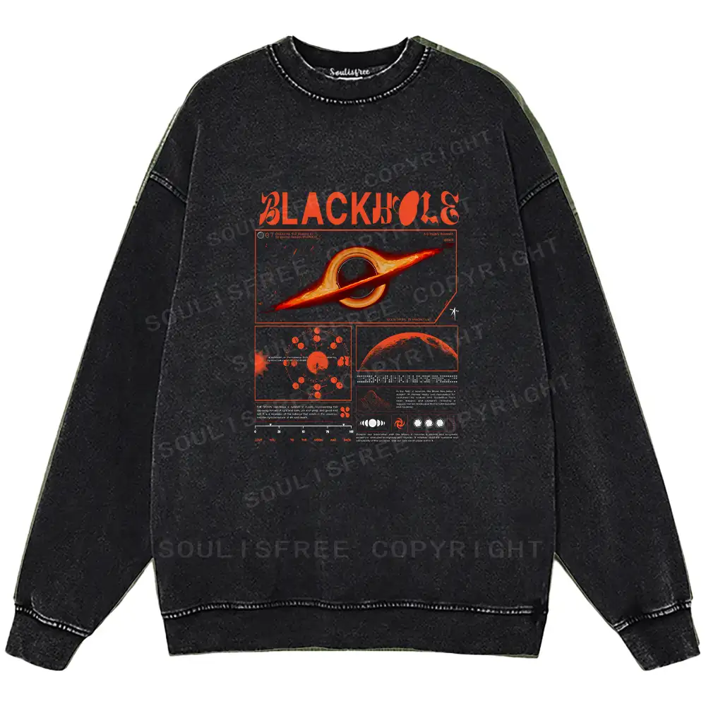 The Mystery Of Black Holes Washed Sweatshirts