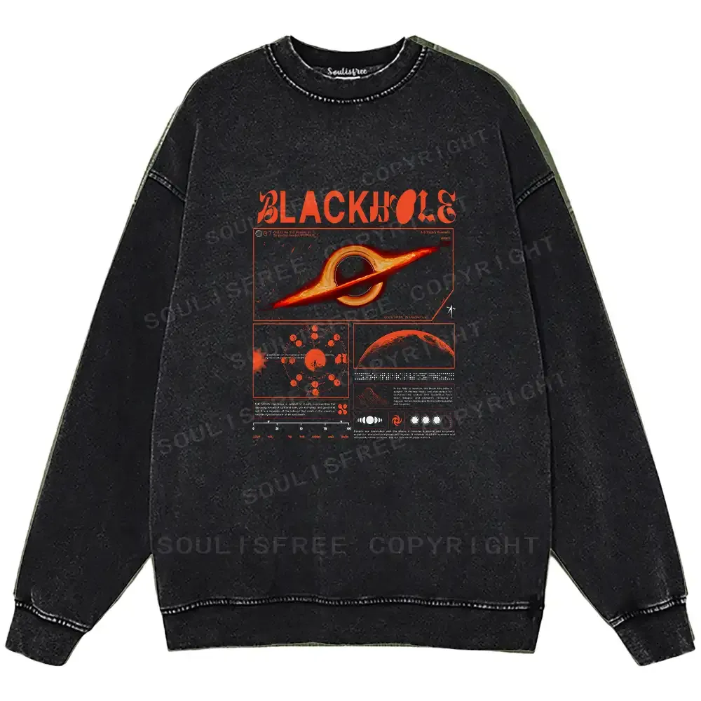 The Mystery Of Black Holes Washed Sweatshirts