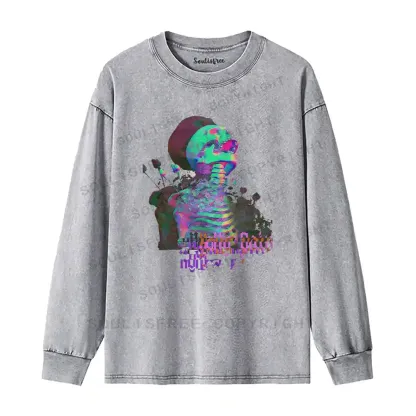 Skeleton Bloom Washed Long Sleeve Shirt
