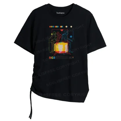 Meditation In Color Asymmetrical Top With Side Drawstring