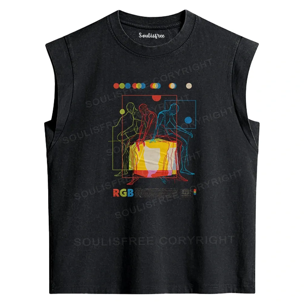Designed Meditation In Color Washed Tank Tops