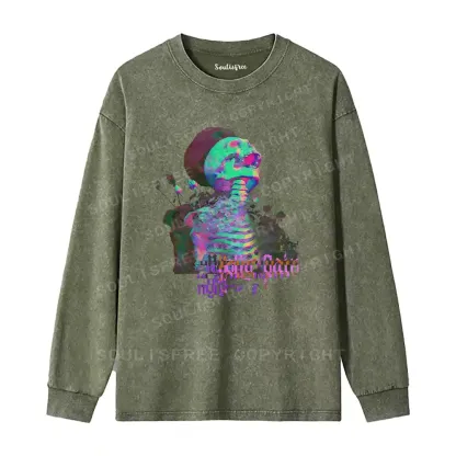 Skeleton Bloom Washed Long Sleeve Shirt