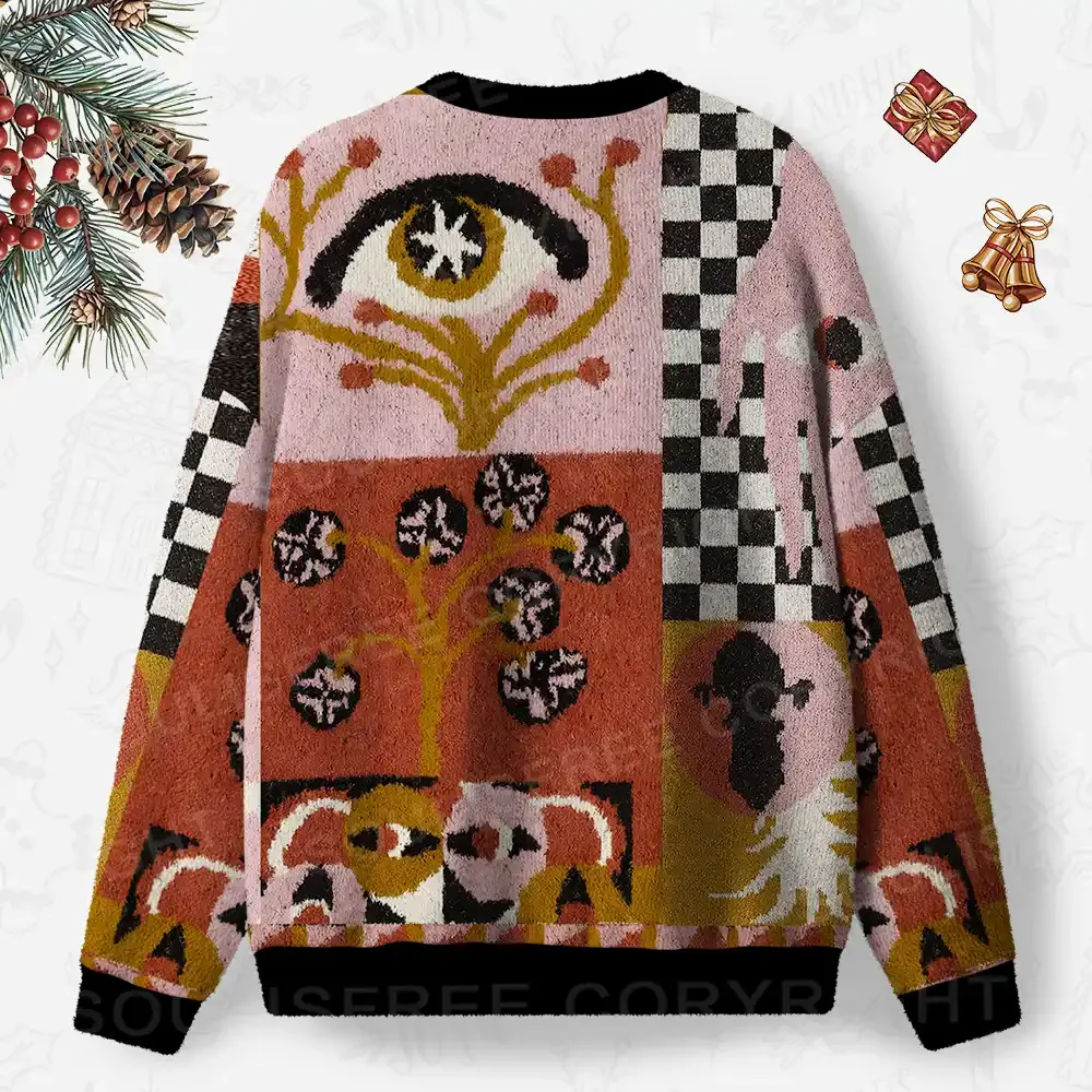 Abstract Vision Patchwork Ugly Christmas Knit Sweatshirt