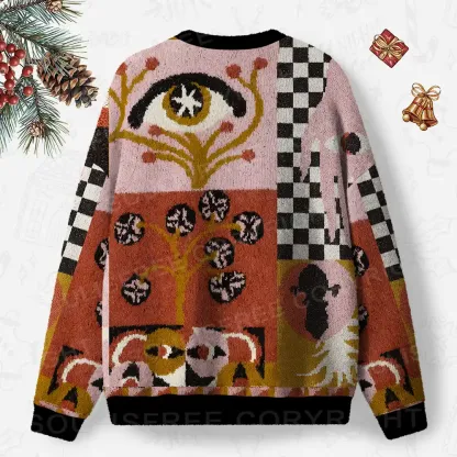 Abstract Vision Patchwork Ugly Christmas Knit Sweatshirt