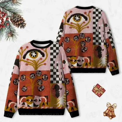 Abstract Vision Patchwork Ugly Christmas Knit Sweatshirt