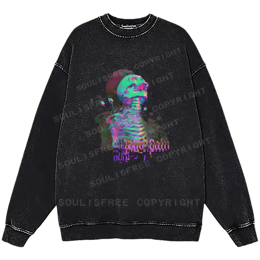 Skeleton Bloom Washed Sweatshirts