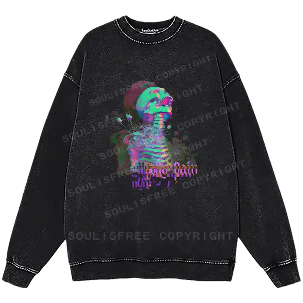 Skeleton Bloom Washed Sweatshirts