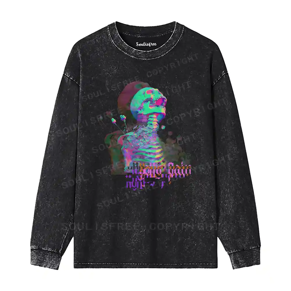 Skeleton Bloom Washed Long Sleeve Shirt
