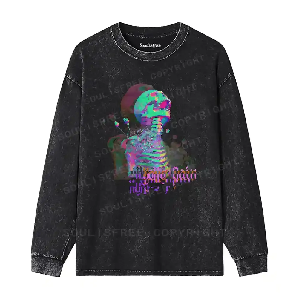 Skeleton Bloom Washed Long Sleeve Shirt