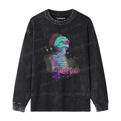 Skeleton Bloom Washed Long Sleeve Shirt