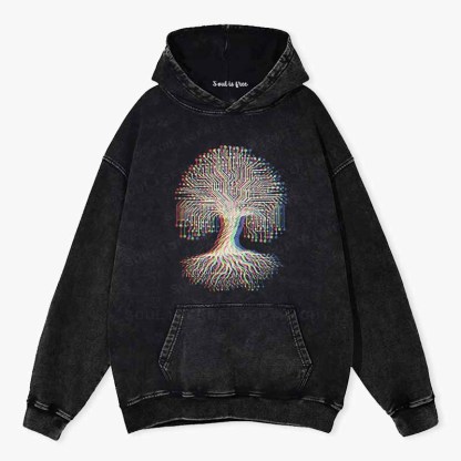 Soulisfree DIGITAL TREE OF LIFE Washed Hoodie