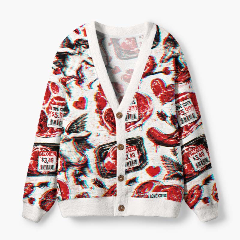 Soulisfree Love Is Not For Sale Fuzzy Cardigan Sweater