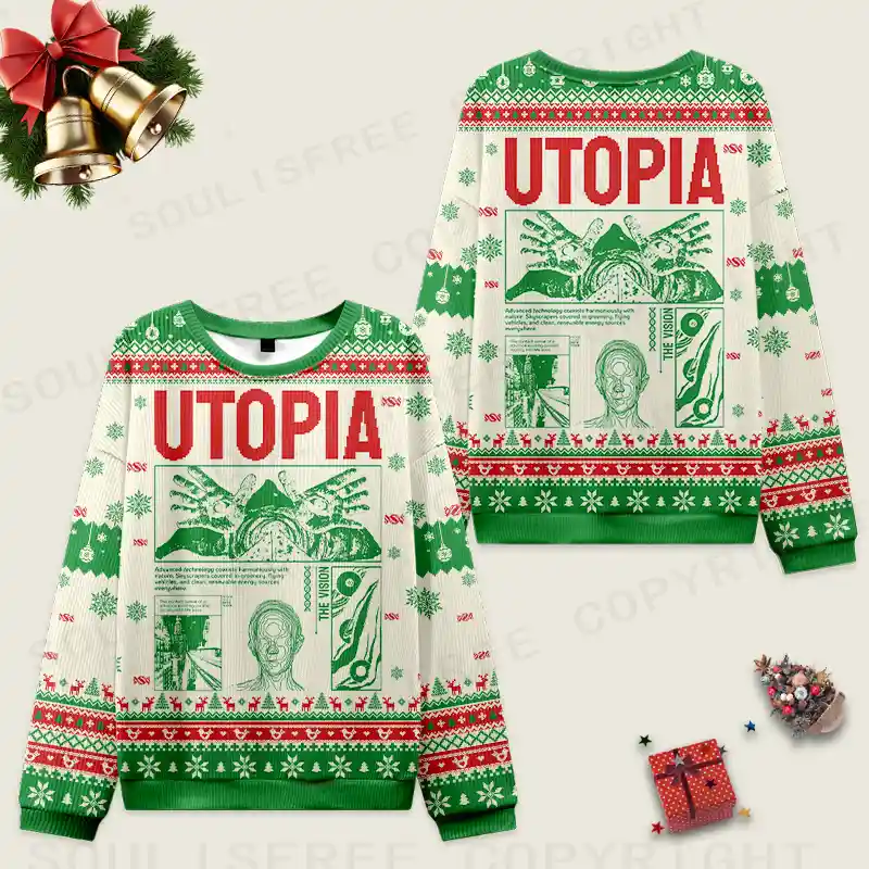 Yearning For Utopia Ugly Christmas Knit Sweatshirt