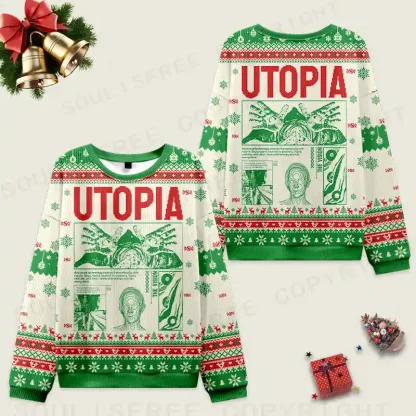 Yearning For Utopia Ugly Christmas Knit Sweatshirt