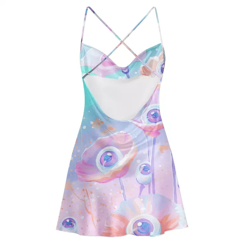 Soulisfree Ethereal Vision Cowl Neck Satin Mini Dress