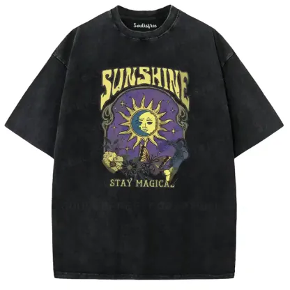Sun-Moon Butterfly Arcane Washed T-shirt
