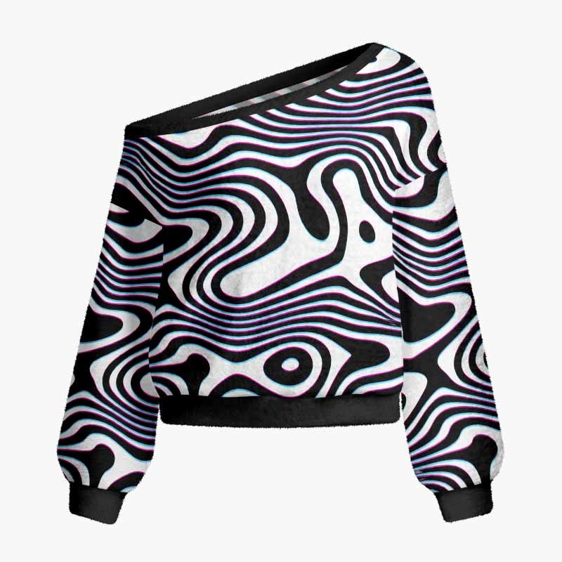Soulisfree Go Against The Flow Fuzzy Off-Shoulder Sweater