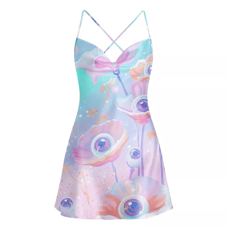 Soulisfree Ethereal Vision Cowl Neck Satin Mini Dress