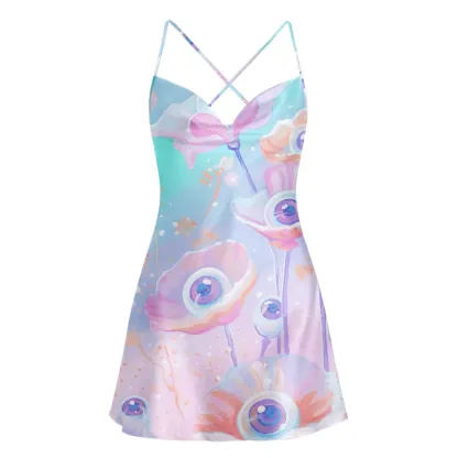 Soulisfree Ethereal Vision Cowl Neck Satin Mini Dress