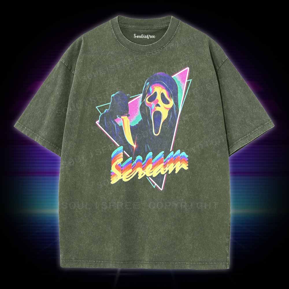 Soulisfree Scream Horror  meme Washed Tee