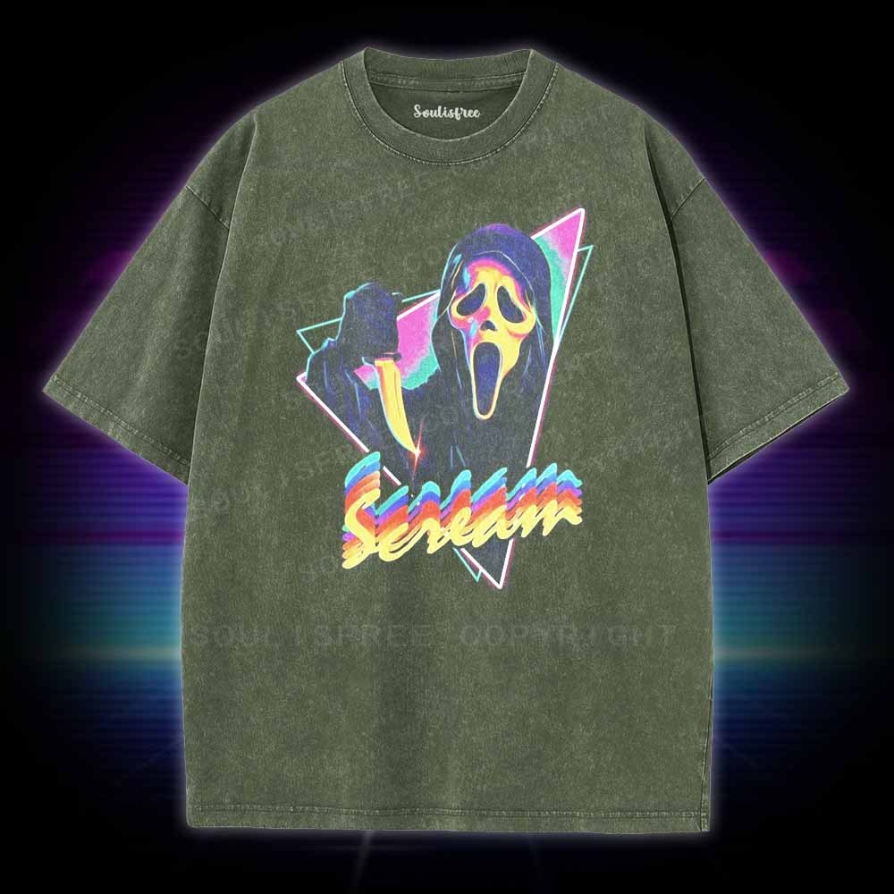 Soulisfree Scream Horror  meme Washed Tee