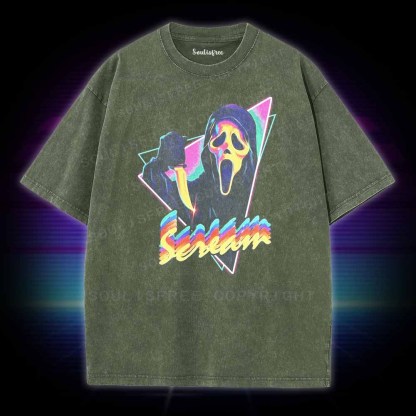 Soulisfree Scream Horror  meme Washed Tee