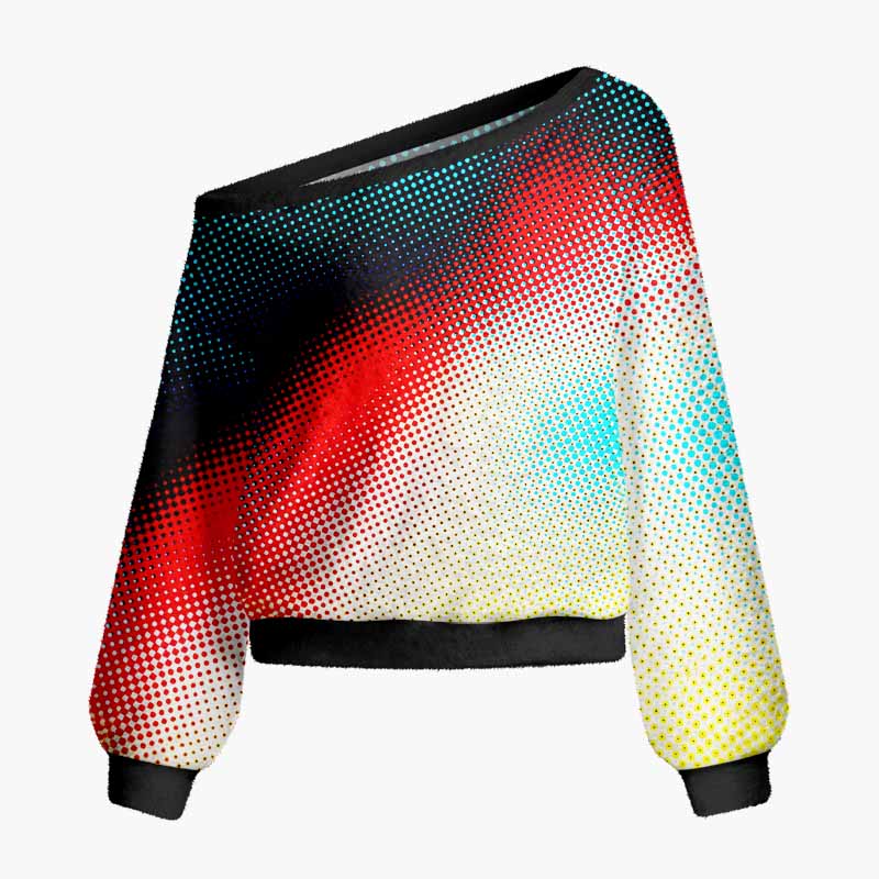 Soulisfree  A Future Painted In Light Fuzzy Off-Shoulder Sweater