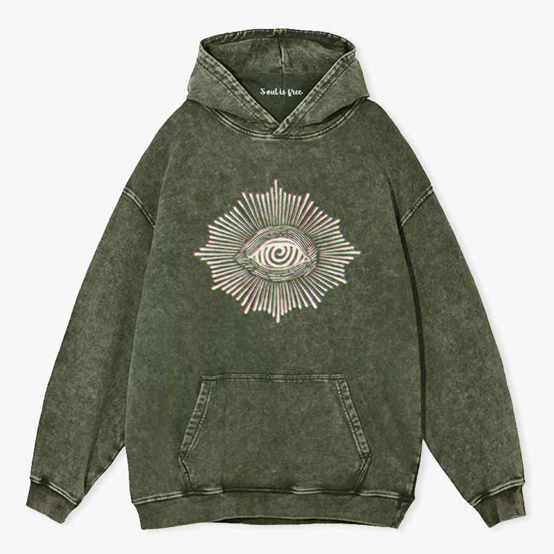 Soulisfree  GLITCHED GAZE Washed Hoodie