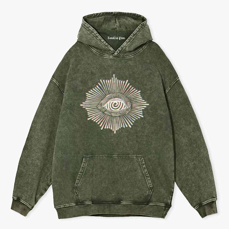 Soulisfree  GLITCHED GAZE Washed Hoodie