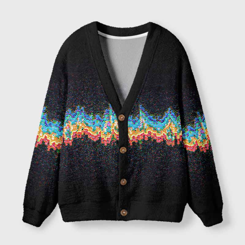 Soulisfree Energy Signal Fuzzy Cardigan Sweater 