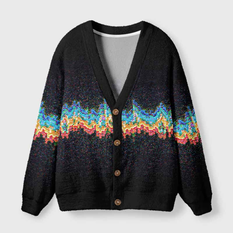 Soulisfree Energy Signal Fuzzy Cardigan Sweater