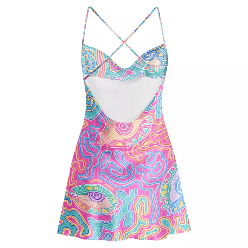 Soulisfree Chromatic Mind Cowl Neck Satin Mini Dress